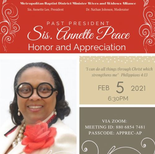 Minister Wives & Widows Alliance Celebrate Past President Sis. Annette Peace